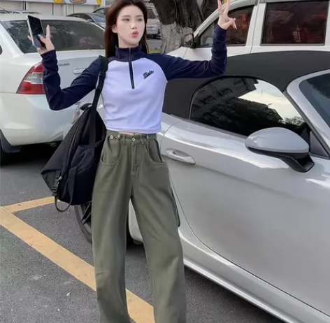 M码，烟灰色，九成新，牛仔阔腿直筒裤 感兴...