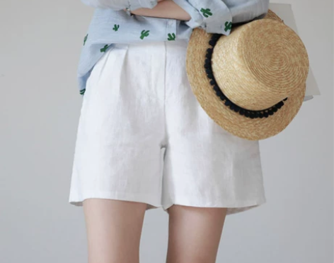 亚麻短裤女夏装新款宽松休闲棉麻阔腿裤韩版显...