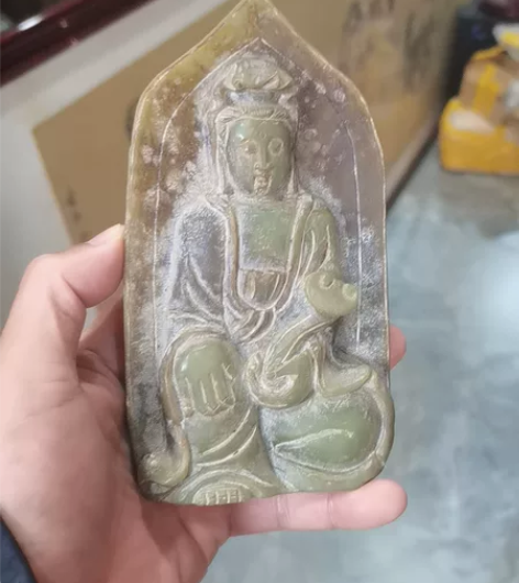 玉雕观世音摆件 甘肃地方玉，民国工艺，结缘...