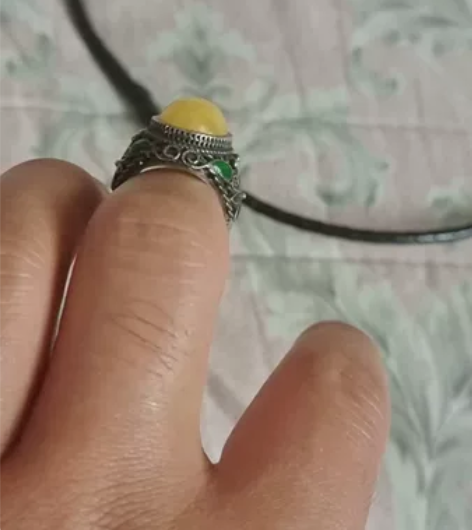 景泰蓝珐琅掐丝戒指蜜蜡戒指，古典富贵大气，...