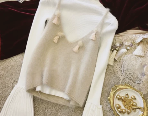 秋冬季韩版外搭吊带背心女短款无袖针织马甲宽...