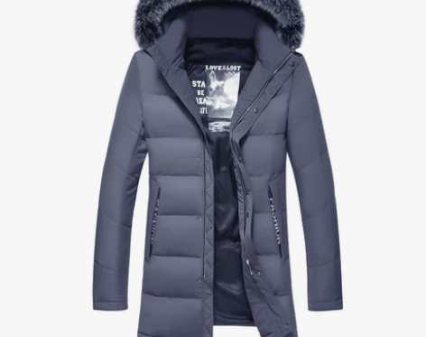 斯巴奴男装狐狸毛领中长款白鸭绒羽绒服男冬季...