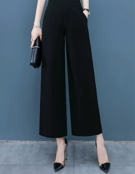 阔腿裤 阔腿裤长裤2023新款九分垂坠感雪...