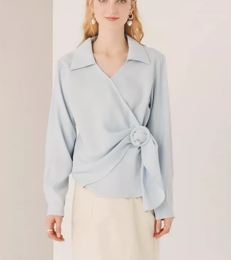 简朵雪纺衬衫女秋季新款韩版时尚通勤收腰职业...