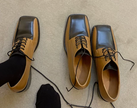 阿希哥同款鞋2020秋季新款乐福鞋布洛克单...