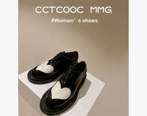 CCTCOOC#爱心小皮鞋布洛克雕花乐福鞋...