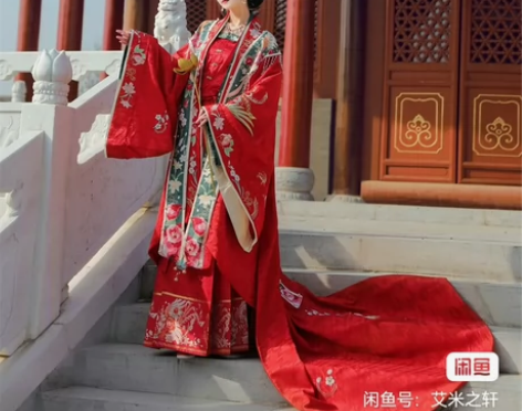 汉旭宋制汉服女婚服织金马面裙霞帔圆领袍男鸾...