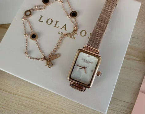 正品LolaRose 英国小众长方形手表防...