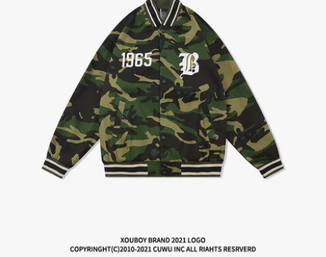 美式vintage迷彩棒球服外套男潮牌ov...