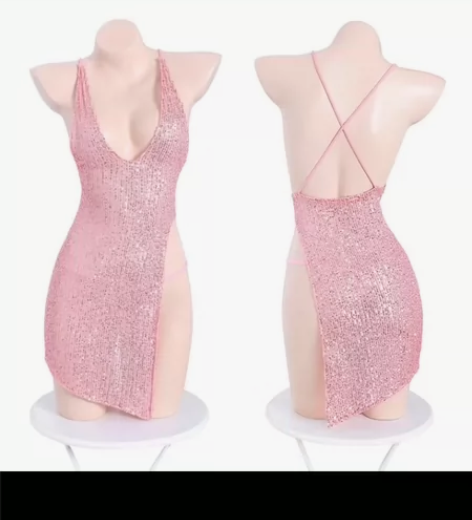 全新 霏慕 气质深V闪光珠片连衣裙 均码 ...