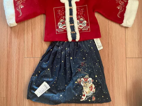 全新正品100码！！西子问汉服女童拜年服唐...