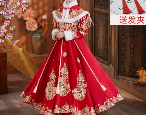 冬装女童拜年服冬季大童装过年服宝宝新年唐装...