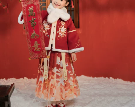 【年货价】【西子问】汉服女童冬季拜年服古风...