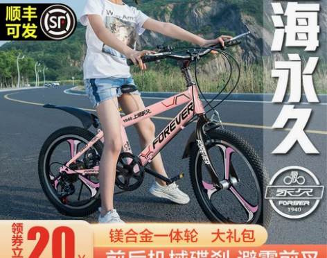 永久儿童自行车单车女孩6-8-10-12岁...