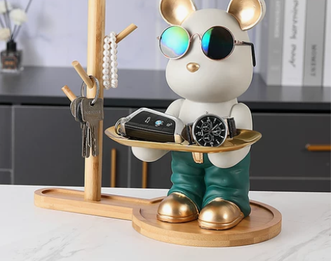 暴力熊玄关钥匙收纳托盘摆件客厅办公桌面家居...