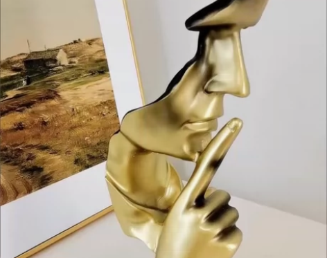 全新处理 简约现代创意沉默是金工艺品摆件北...