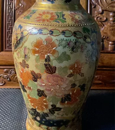 50、60年代广彩手绘手工重工描金粉彩花瓶...