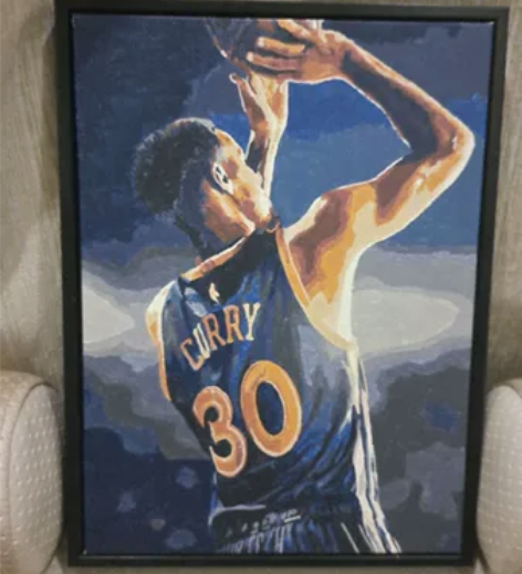 勇士夺冠时，亲手画的库里，纯手工花了两天，...