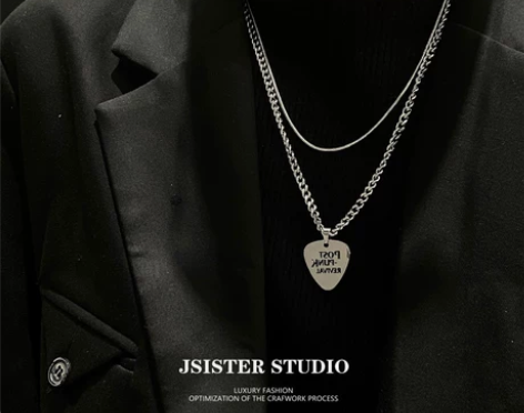 N27原创中性朋克拨片吊坠项链男女嘻哈in...