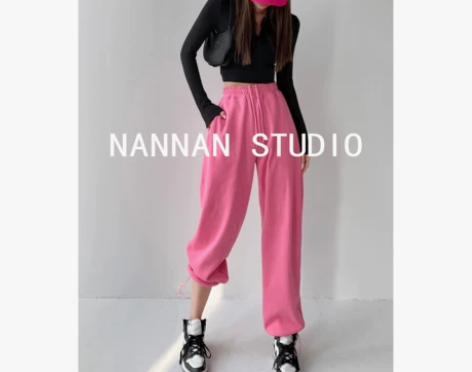 欧美风辣妹宽松显瘦运动裤女2022春季新款...