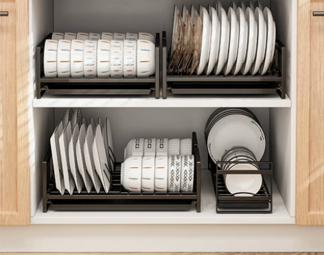 御仕家厨房单层碗碟沥水架橱柜内置放碗置物整...