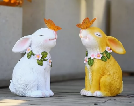 太阳能户外花园树脂摆件蝴蝶发光兔子树脂工艺...