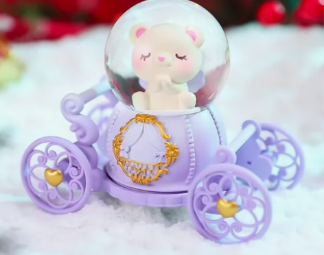 创意卡通小熊迷你水晶球发光带灯玻璃球桌面摆...