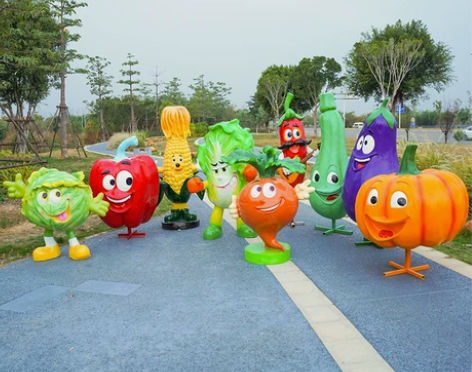 定制水果蔬菜玻璃钢雕塑仿真卡通白菜草莓丰收...