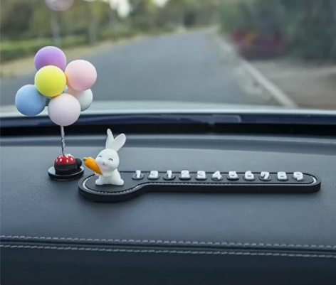 汽车临时停车号码牌挪车电话牌车载卡通兔子移...