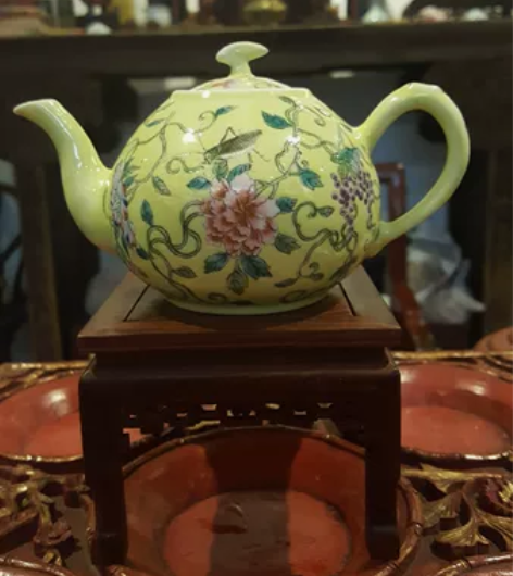 清代黄釉粉彩古玩、细路瓷壶老瓷器、古瓷老物...