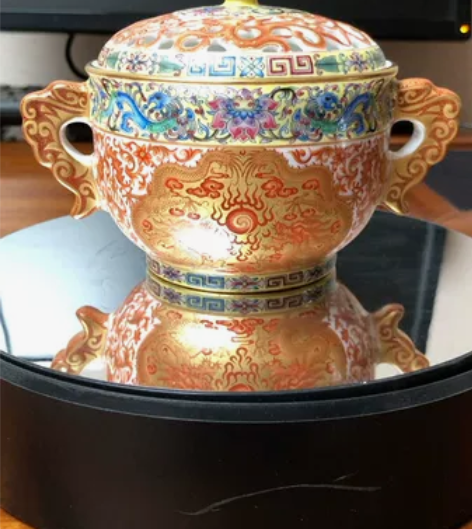 景德镇九德堂景德唯妙款手绘珐琅彩奢工香炉（...