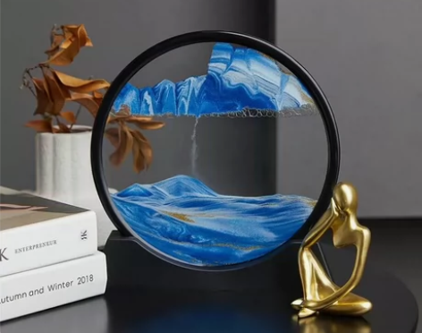 流沙画摆件创意3D解压沙漏装饰酒柜办公桌客...
