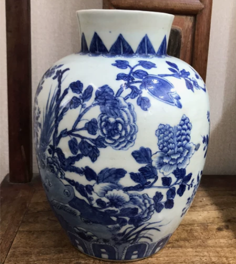 清代青花罐 品相完整 高28cm口径11c...