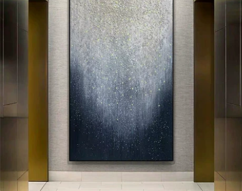 手绘油画轻奢玄关背景墙装饰画星光闪耀现代客...