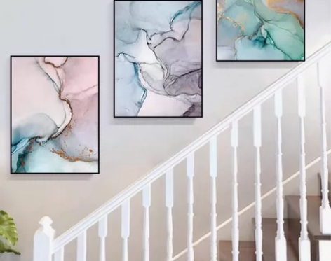 楼梯装饰画抽象创意艺术过道转角客厅墙壁画现...