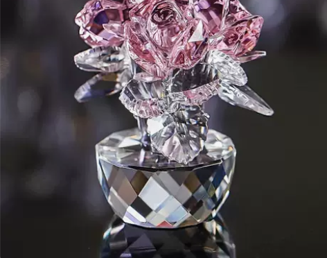 3枝玫瑰花梳妆台摆件 七夕情人节水晶玫瑰 ...