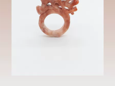 15mm?桃花主题手工雕刻岫玉戒指花料玉石...