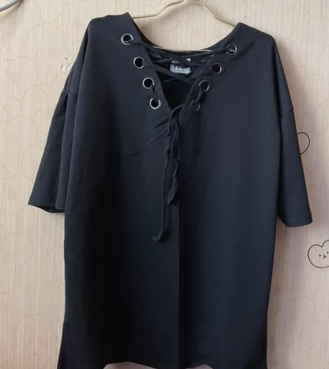 慵懒随意范 小心机正面绑带中长款短袖T恤裙...