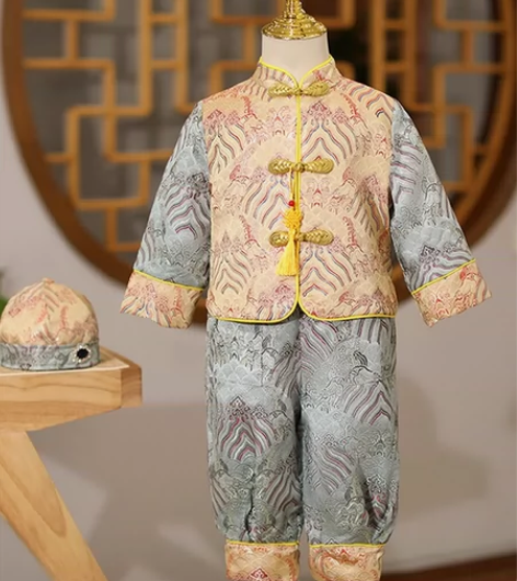 儿童唐装套装 男童礼服中国风抓周宝宝礼服一...
