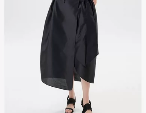 尚原创简约宽松盘扣短上衣和裹裙套装 轮廓新...