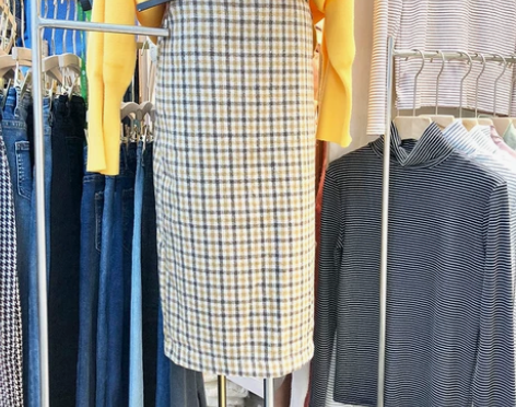 秋冬新款韩版中长款包臀一步裙后开叉呢料撞色...