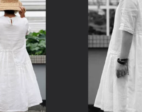 《菊的》原创   白色精细丝麻梦幻连衣裙《...