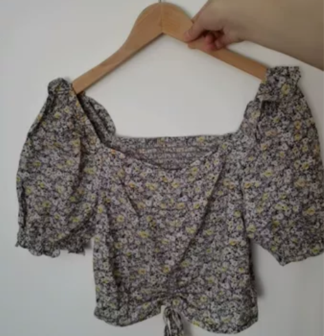 乐町女装法系慵懒风碎花灯笼袖罩衫衬衫 尺码...