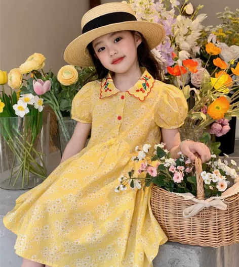 （小裙子）连衣裙童装女童田园风2023夏装...