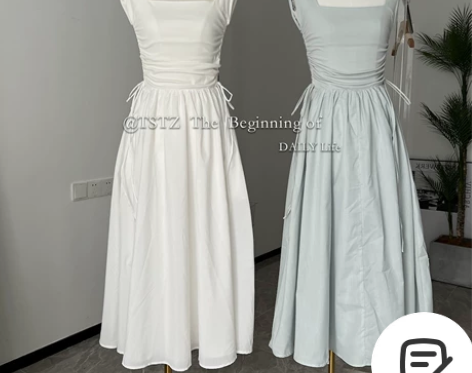 【现货】极简风高级感连衣裙女夏季高腰显瘦小...