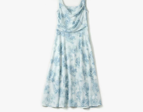 简搭千屿Sheila蓝色吊带碎花连衣裙女夏...