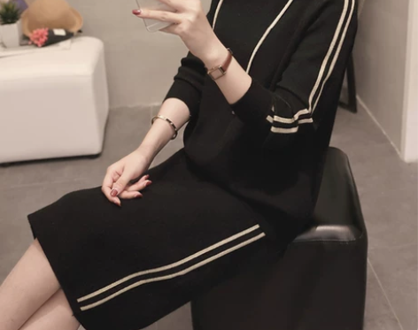 针织连帽卫衣裙子套装秋冬时尚毛呢两件套休闲...