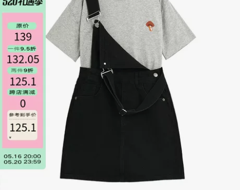 DESIGNER PLUS 港风牛仔背带裙...