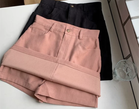 粉色半身裙女秋季2022新款工装风高腰显瘦...