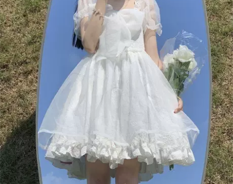 日系小清新可爱少女洛丽塔泡泡袖连衣裙蓬蓬裙...